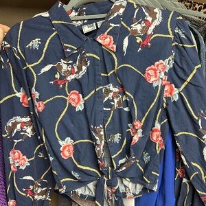 Cropped Western Rodeo Rose Top